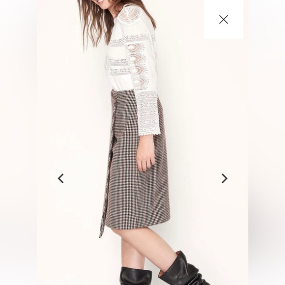 BA&SH Jupe Pernille - houndstooth wool asymmetrical midi skirt - Picture 7 of 10